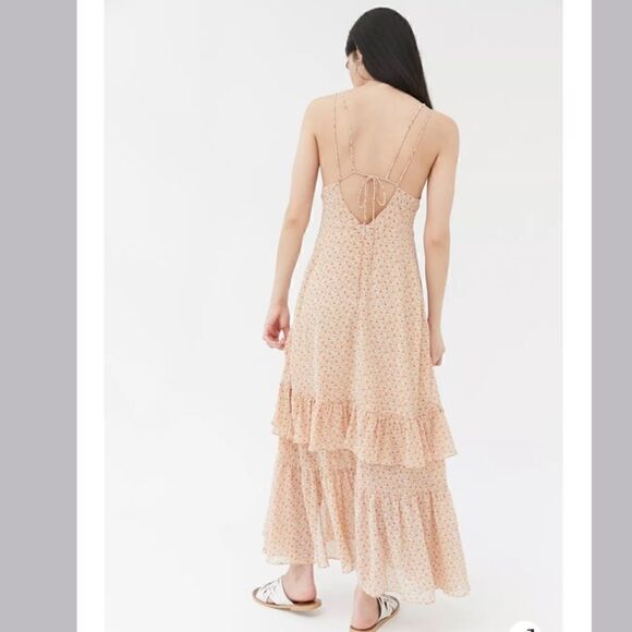 Urban Outfitters Sparklers Floral Chiffon Midi Dress Size L - Picture 3 of 10